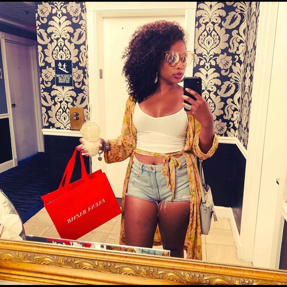 H&M High Waisted Light Wash Shorts